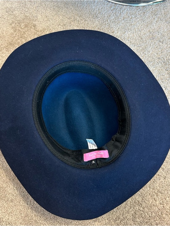 Isaac mizrahi blue black felt fedora hat two-toned NWOT - Picture 6 of 8